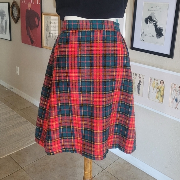 70's Deadstock Montgomery Ward Tartan Fringe Wrap Skirt - Picture 5 of 6